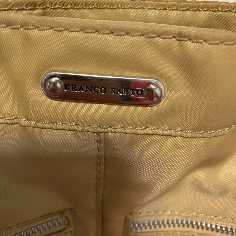 Franco Sarto Tan Bag with Rainbow Straps & festive interior with lots of pockets